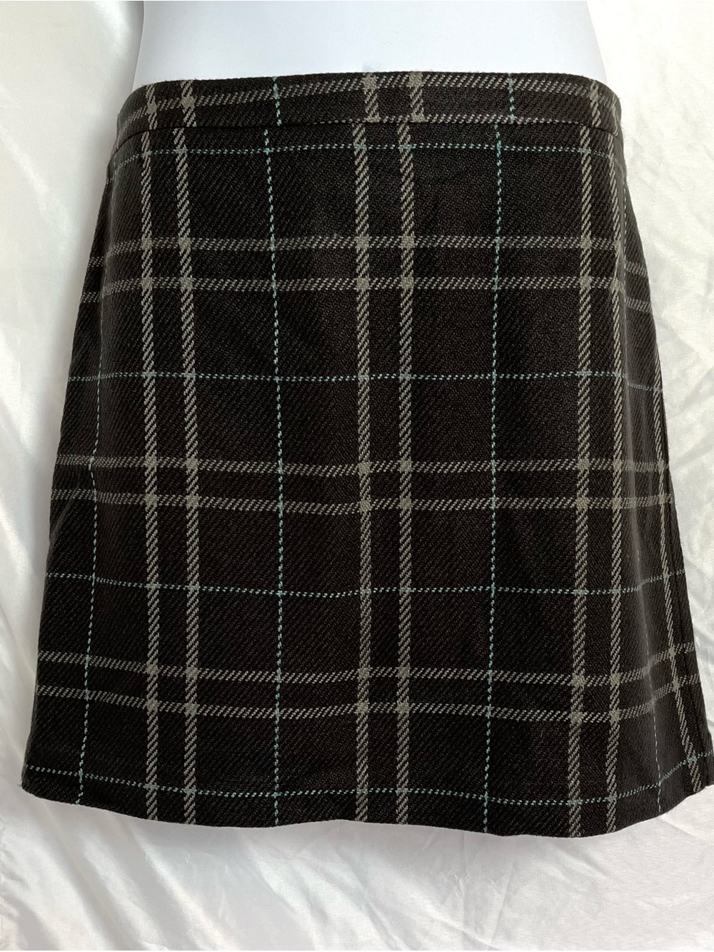 NWT LOFT Plaid Boucle Mini Skirt Size 16 Brown Teal A-Line